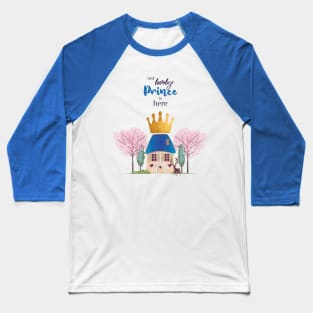 Baby Boy Crowned Blue Gold Fairy Prince Castle Baseball T-Shirt